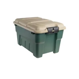 14 Gallon Lock N Stor Tote with Lid - Green & Tan