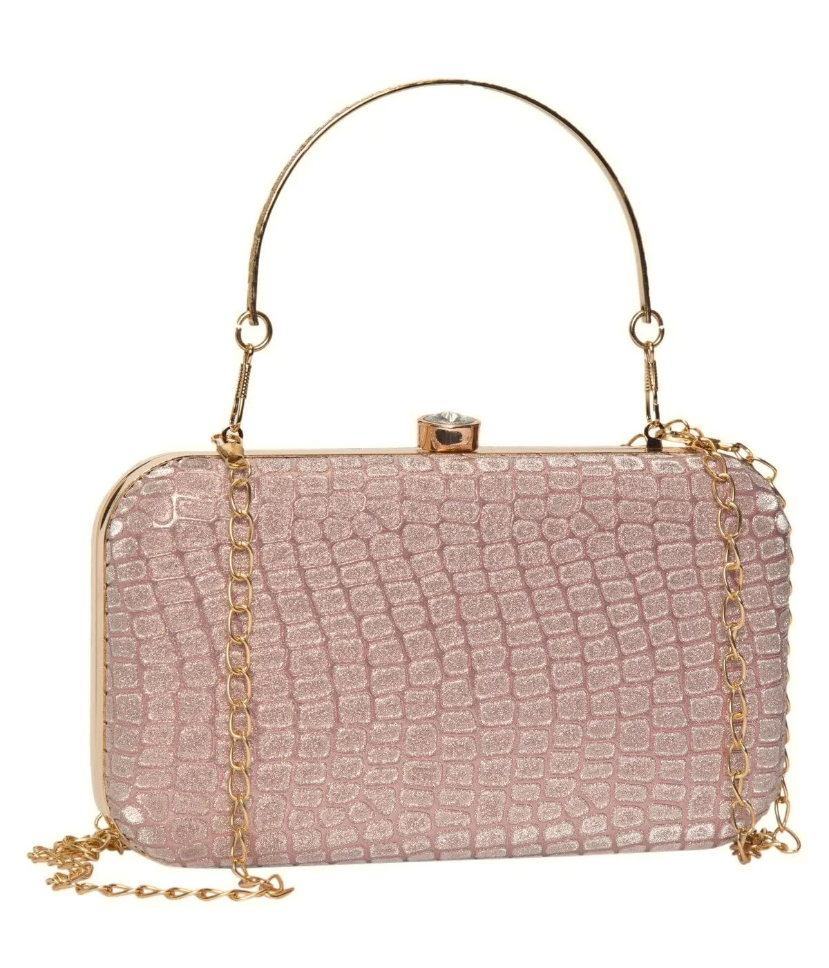 ADISA textured formal party clutch with gold chain for women and girls