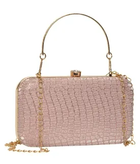 ADISA textured formal party clutch with gold chain for women and girls
