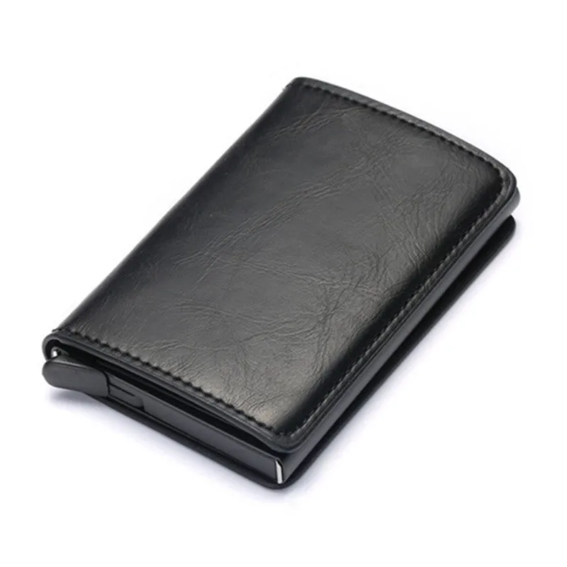Anti-magnetic automatic eject single aluminum alloy card holder