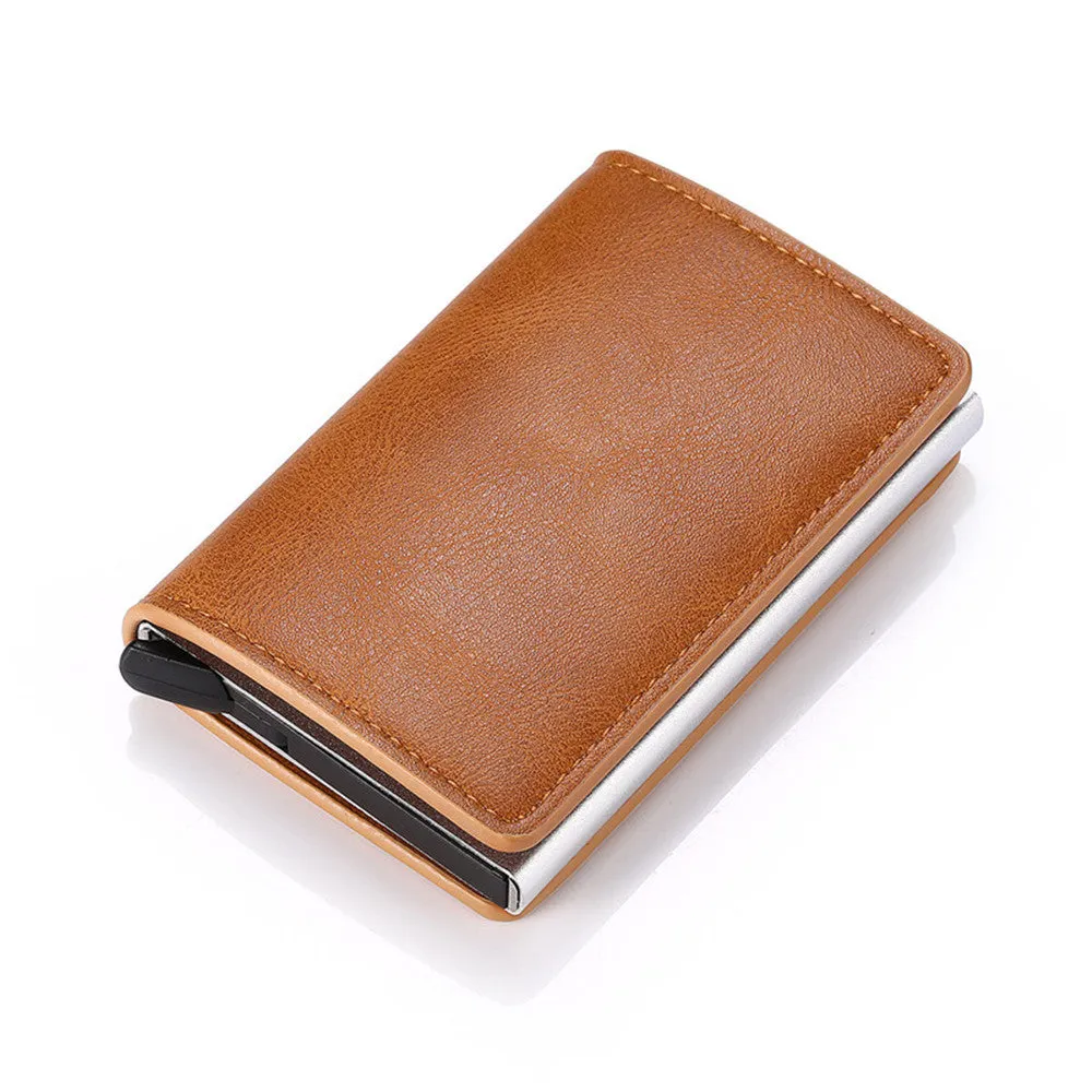 Anti-magnetic automatic eject single aluminum alloy card holder