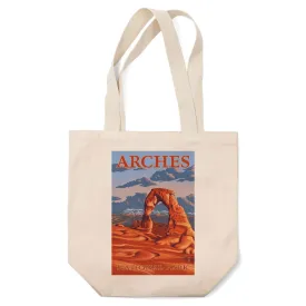 Arches National Park, Utah, Delicate Arch Illustration, Lantern Press Artwork, Tote Bag