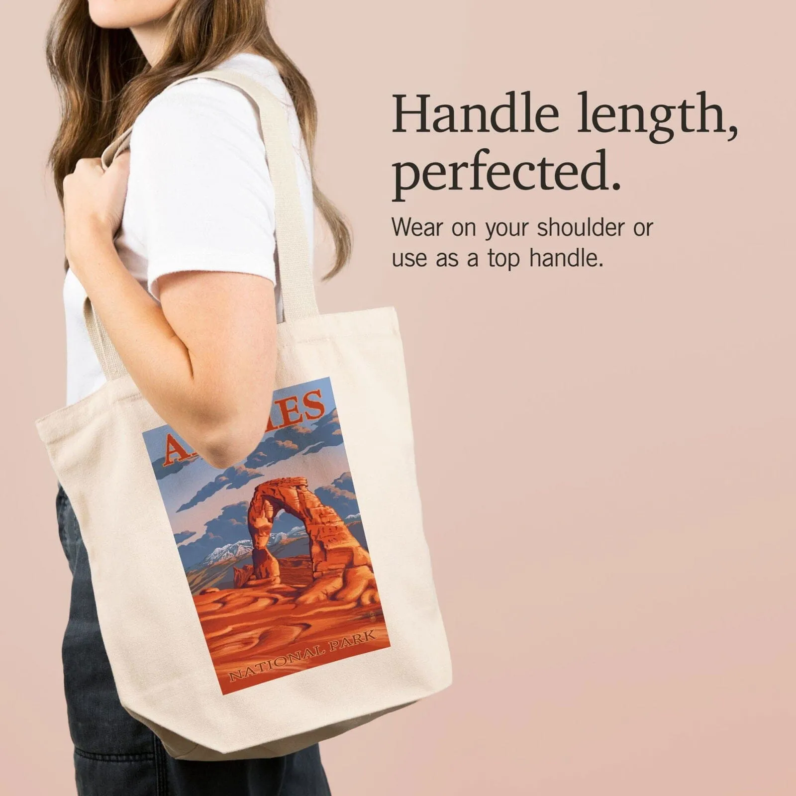 Arches National Park, Utah, Delicate Arch Illustration, Lantern Press Artwork, Tote Bag