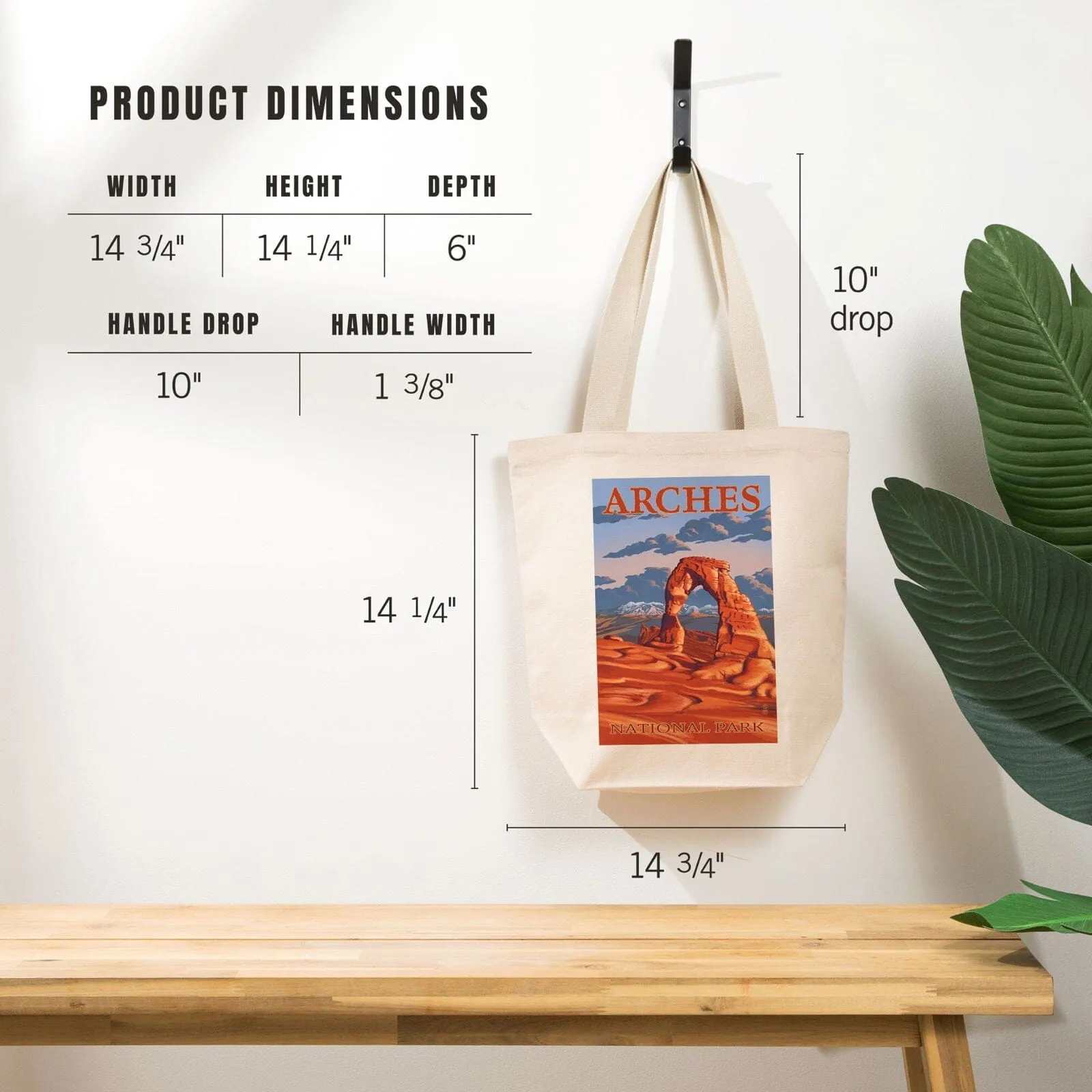 Arches National Park, Utah, Delicate Arch Illustration, Lantern Press Artwork, Tote Bag