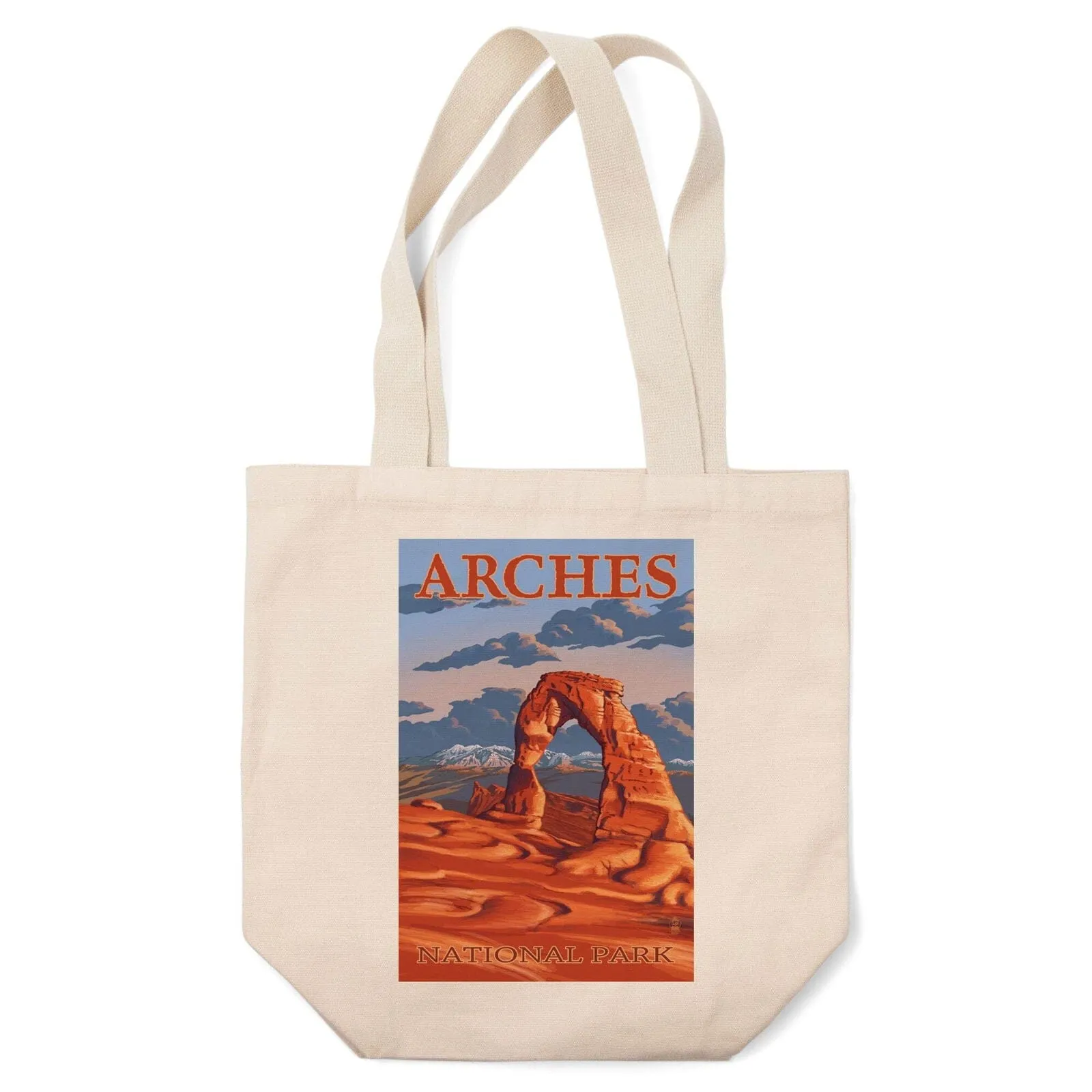 Arches National Park, Utah, Delicate Arch Illustration, Lantern Press Artwork, Tote Bag