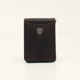 ARIAT CARD CASE MONEY CLIP BROWN