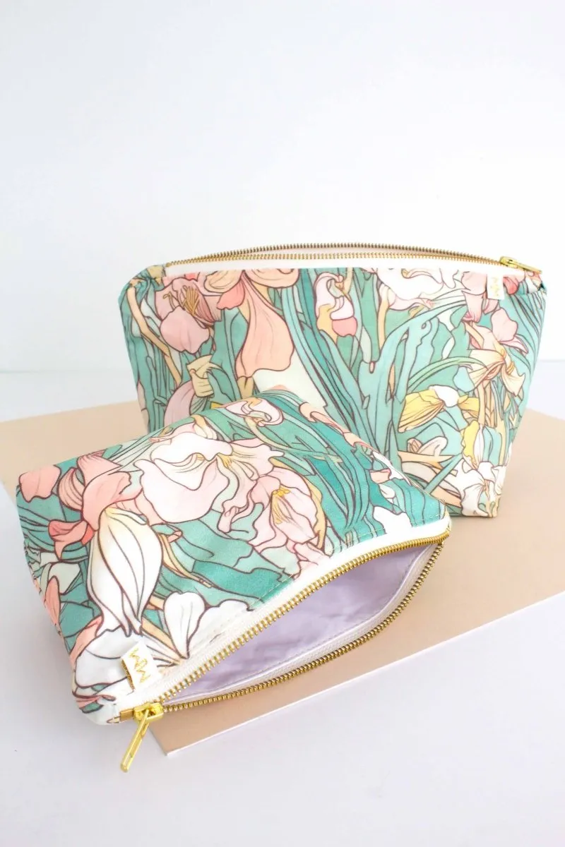 Art Nouveau Floral 2 Piece Cosmetic Bag Bundle
