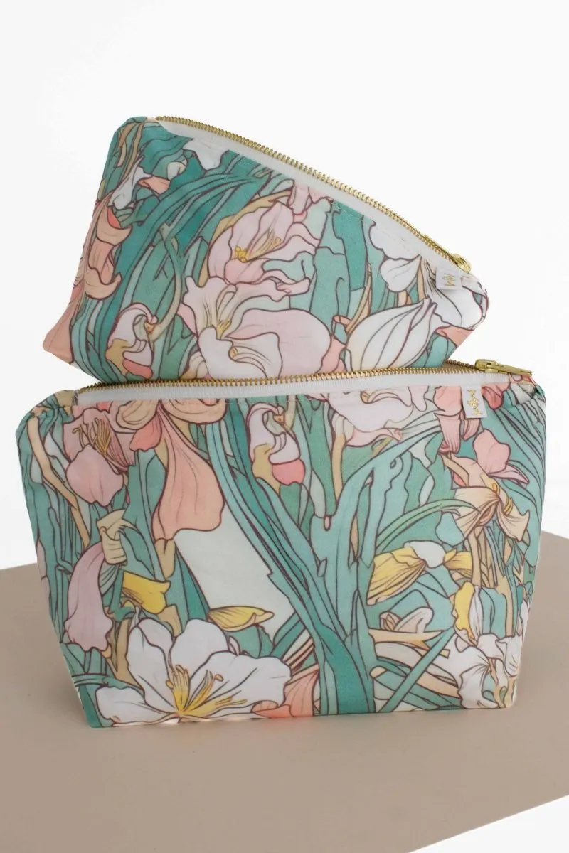 Art Nouveau Floral 2 Piece Cosmetic Bag Bundle