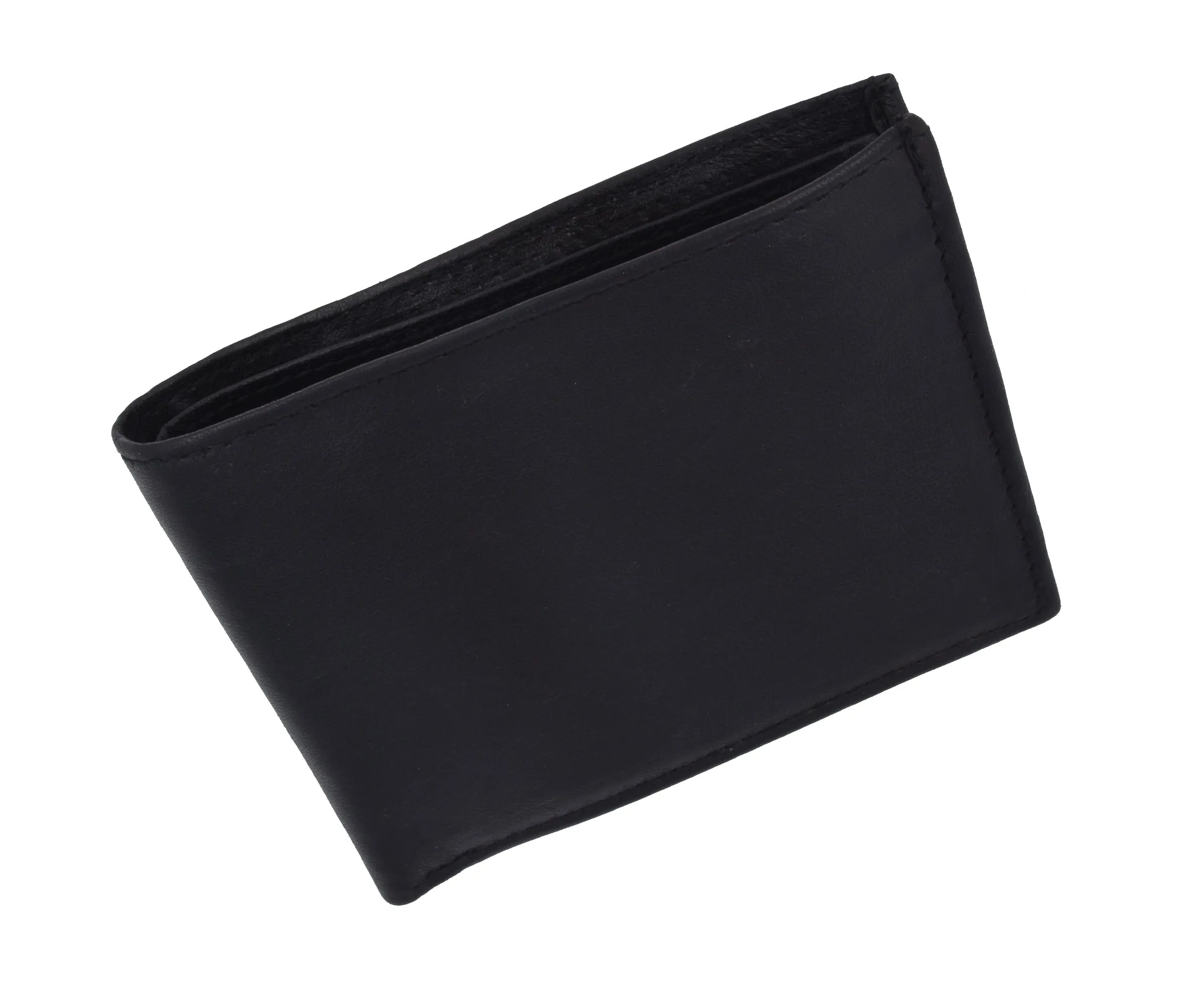 Bifold Mens Leather Dual Zippered Change Pockets Credit Card Holder Wallet 1618