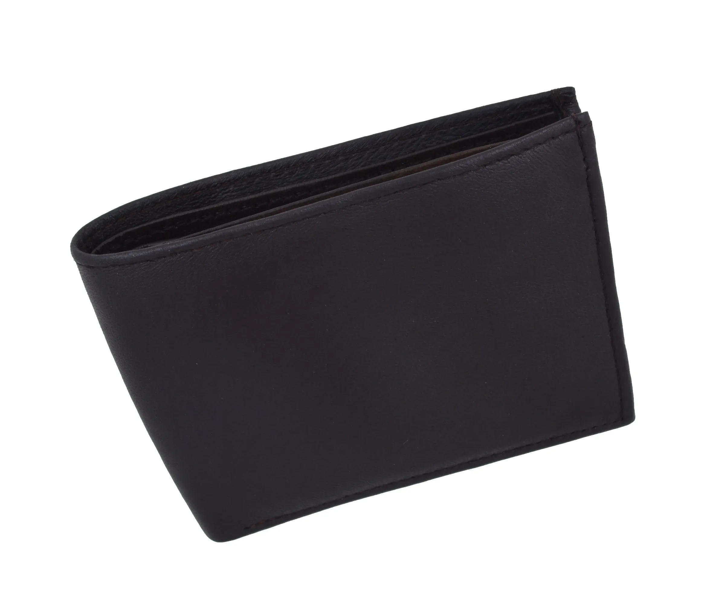Bifold Mens Leather Dual Zippered Change Pockets Credit Card Holder Wallet 1618