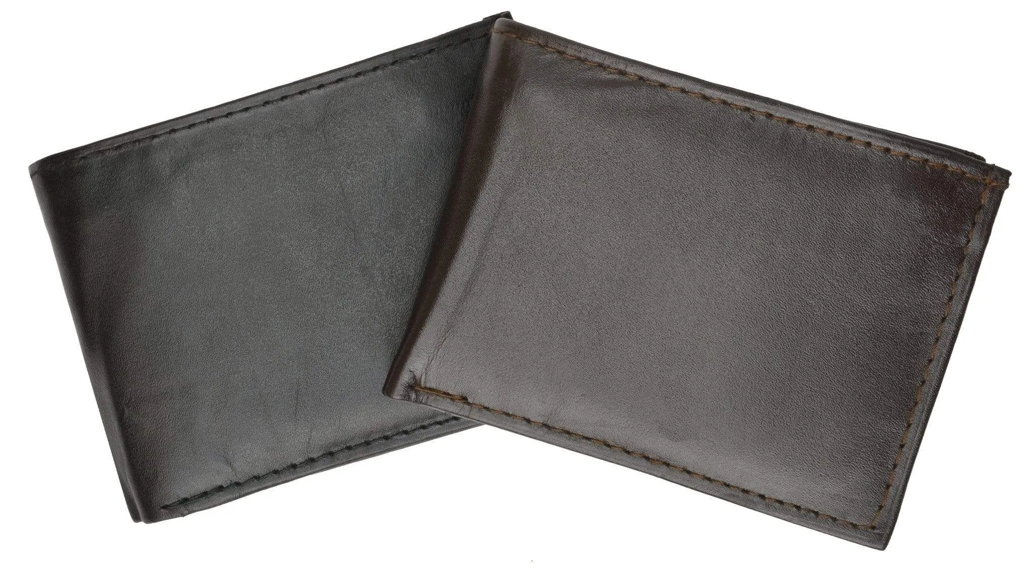 Bifold Mens Leather Dual Zippered Change Pockets Credit Card Holder Wallet 1618