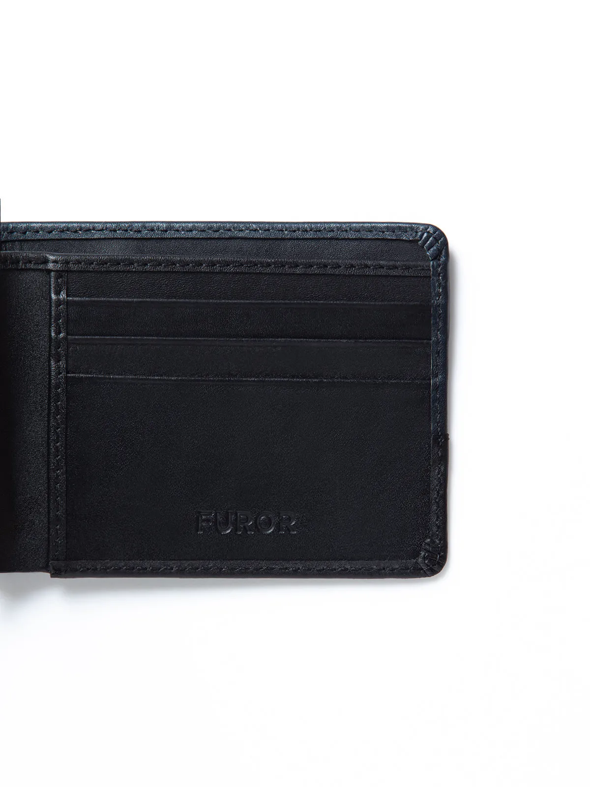 Black & Navy Blue Leather Wallet - FAMW23-009