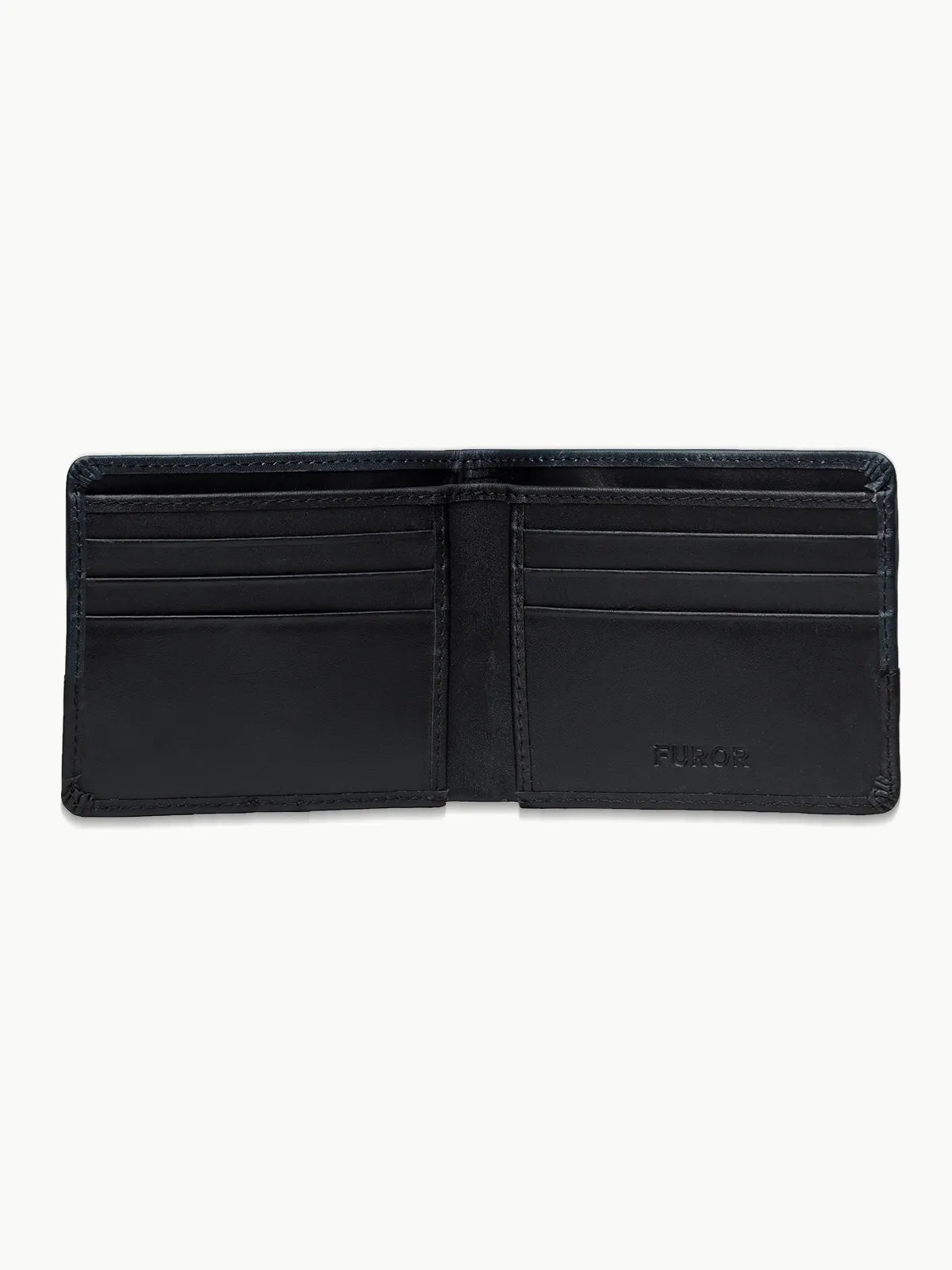 Black & Navy Blue Leather Wallet - FAMW23-009