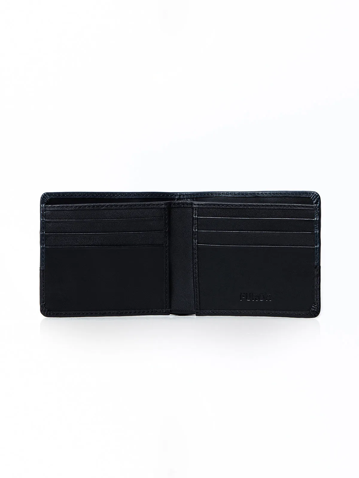 Black & Navy Blue Leather Wallet - FAMW23-009