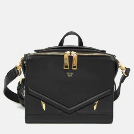 Black Leather Monster Messenger Shoulder Bag