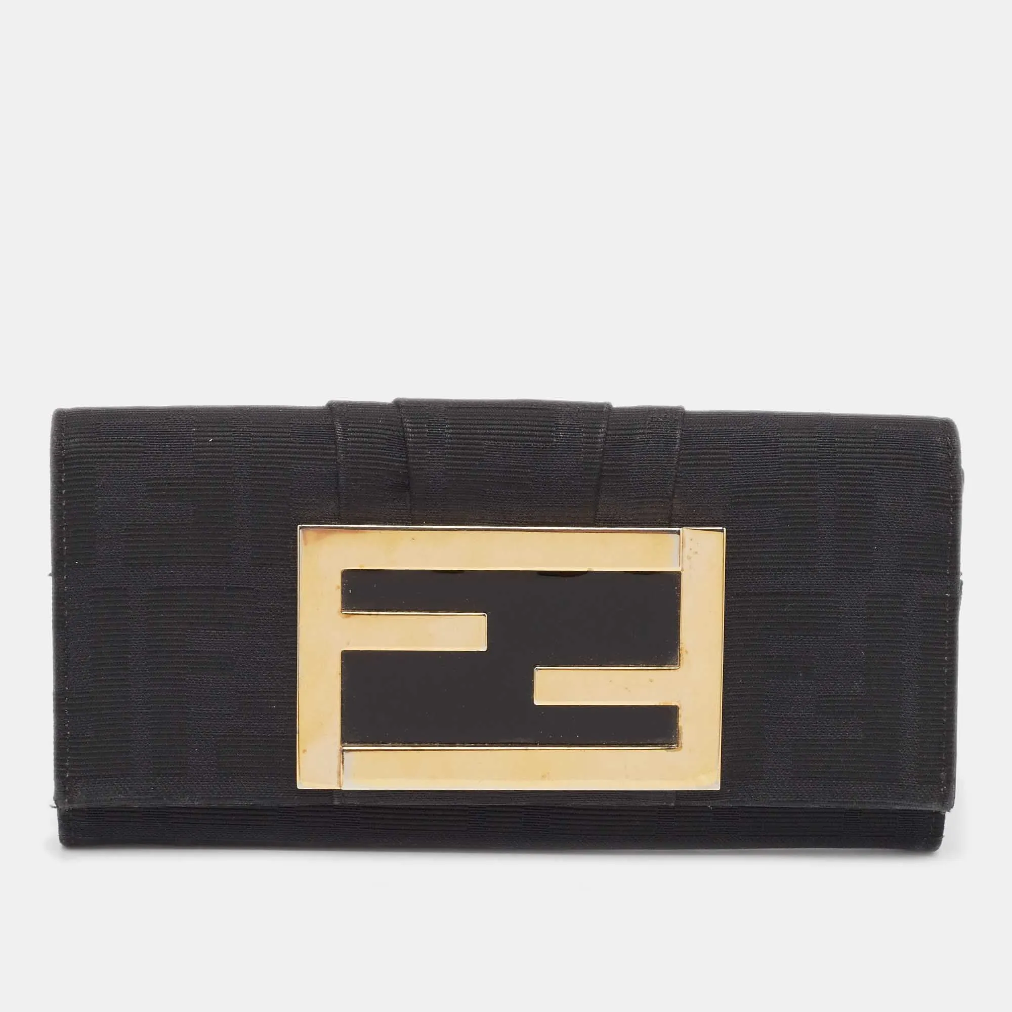Black Zucca Canvas and Patent Leather Mia Continental Wallet