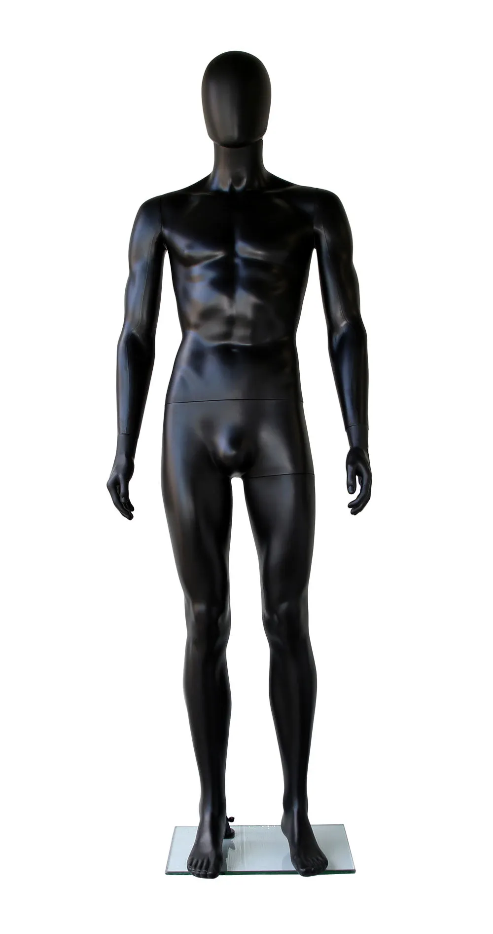 BLOWING BLACK MALE EGGHEAD PLASTIC MANNEQUIN STRAIGHT ARMS & LEGS WITH NECK CAP