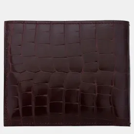 Bourgogne Shiny Alligator Leather Bifold Wallet