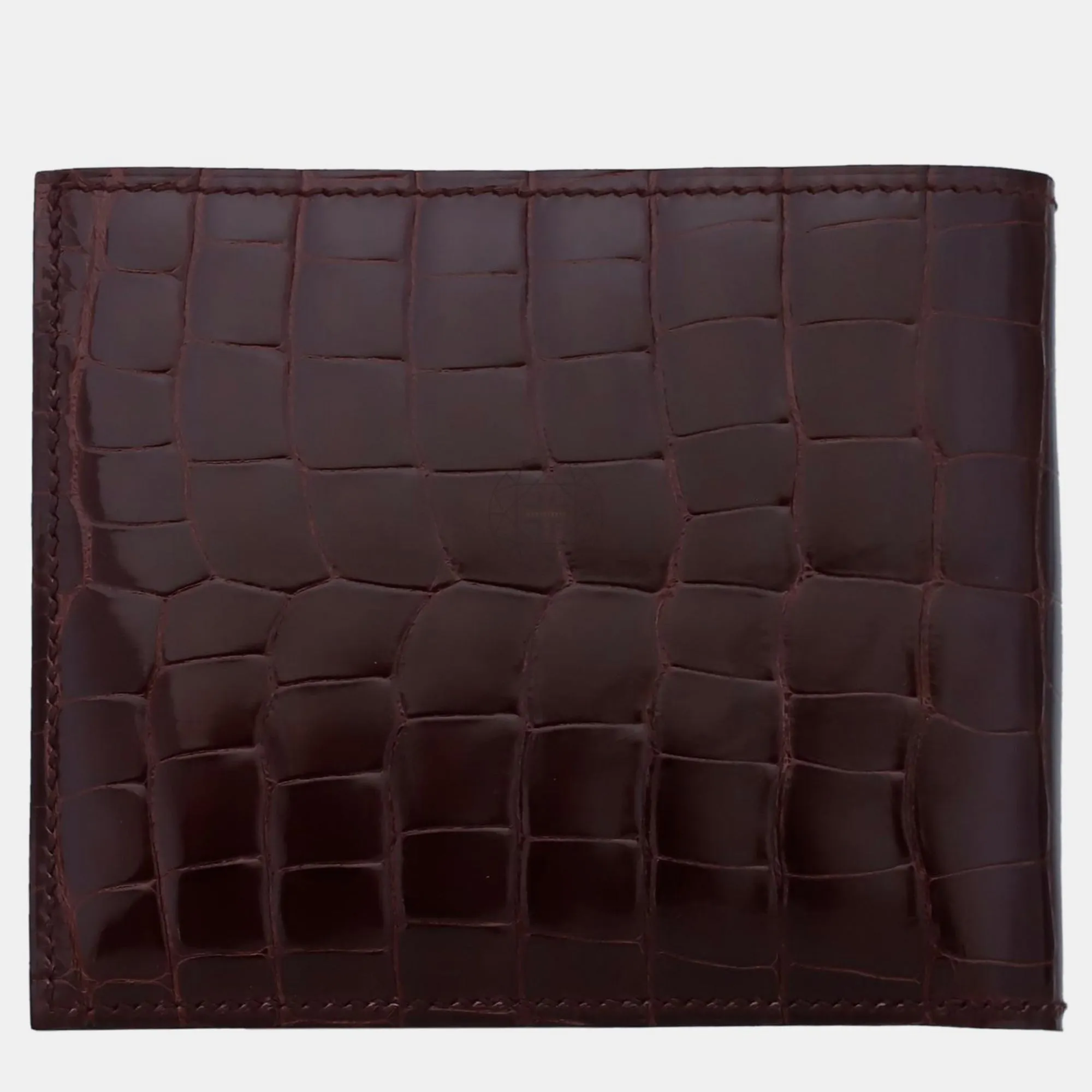 Bourgogne Shiny Alligator Leather Bifold Wallet