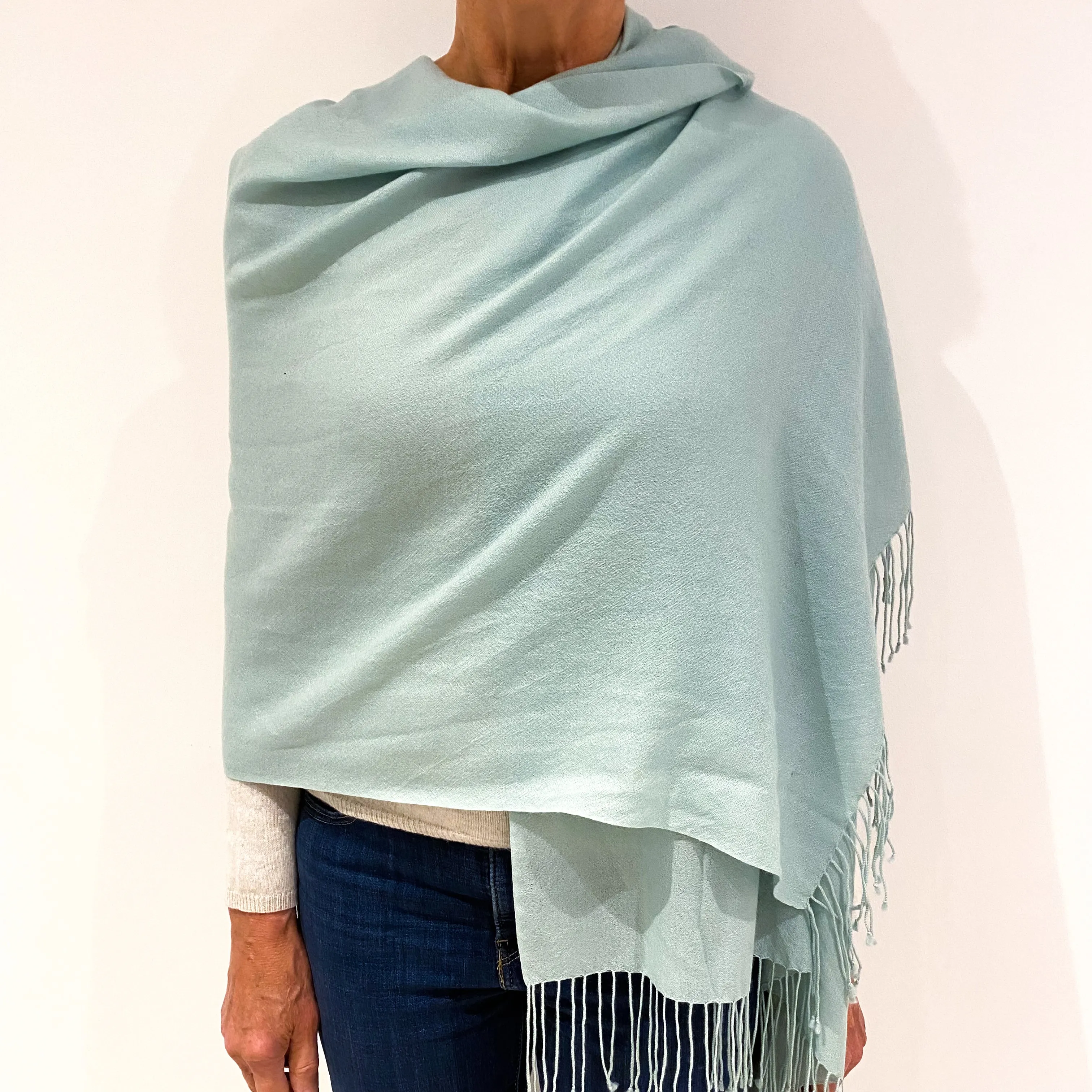 Brand New Aquamarine Cashmere Pashmina Scarf
