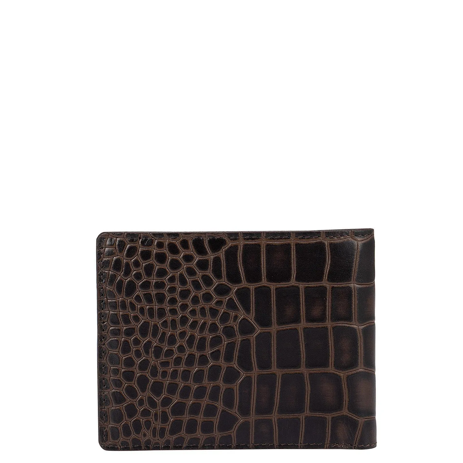 Brown Croco Effect Bifold Men's Wallet