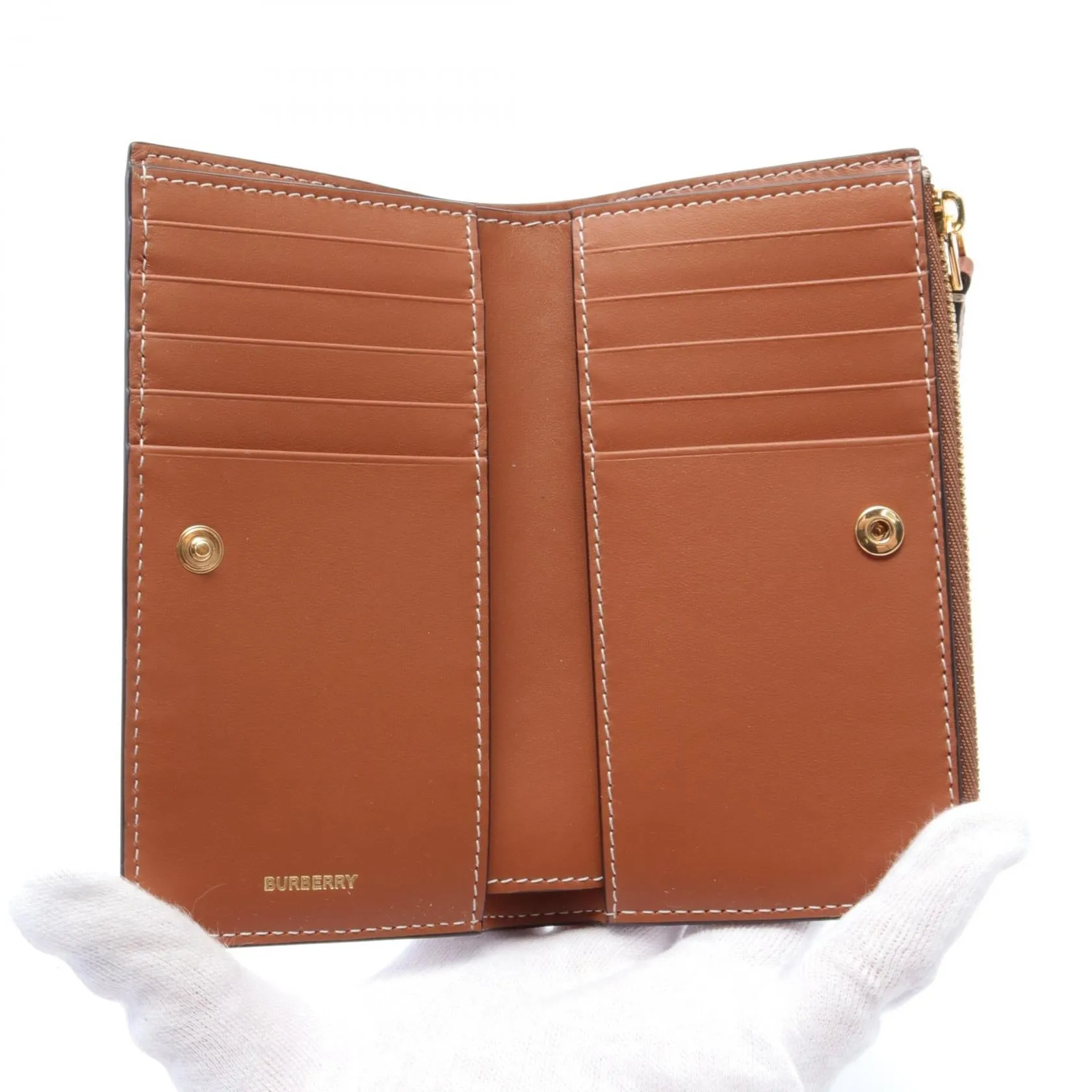 Burberry Bifold Long Wallet Beige Multicolor