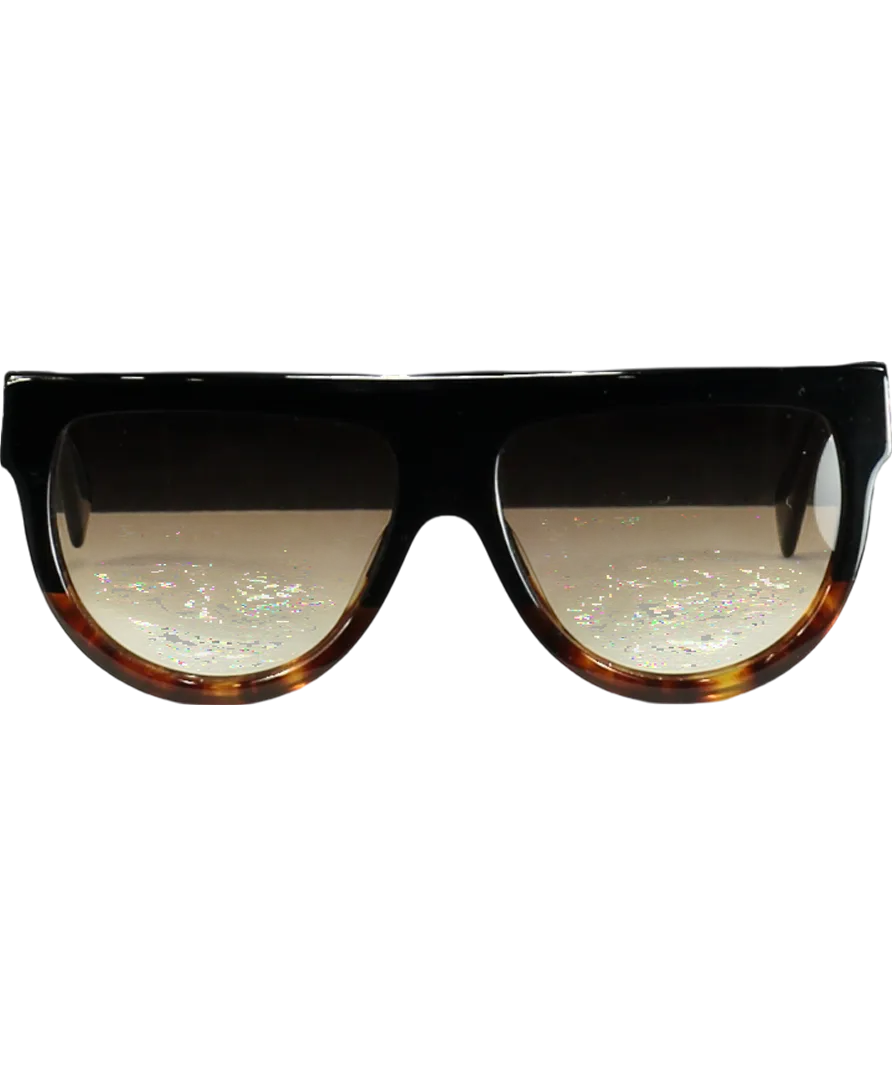 Celine Black Dark Havana Shadow Sunglasses One Size