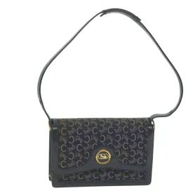 CELINE C Macadam Canvas Horse Carriage Shoulder Bag Navy Auth ar10605B