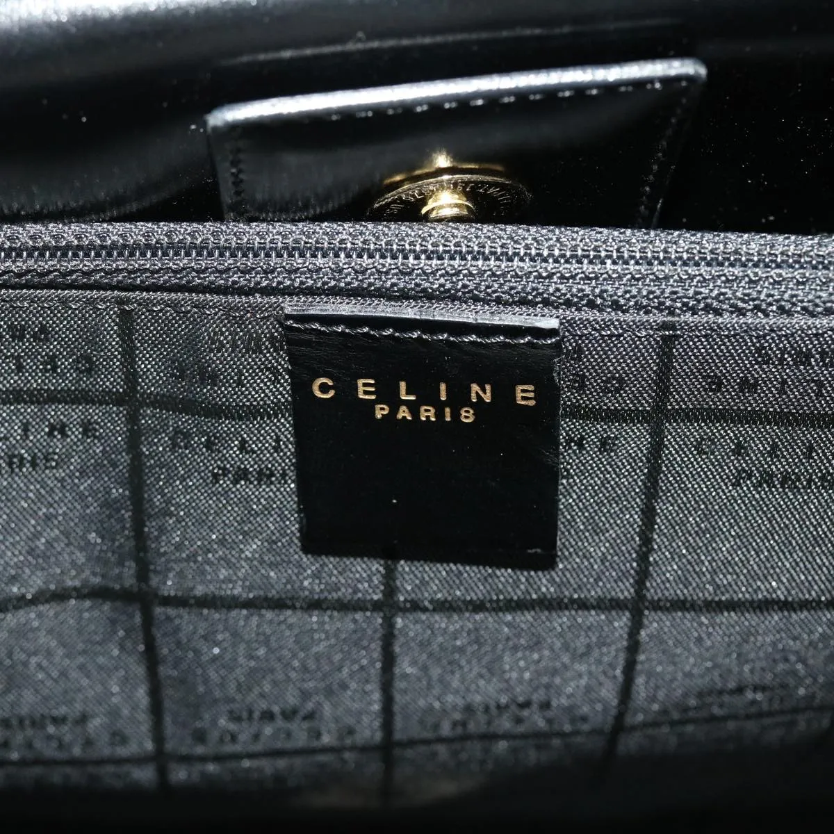 CELINE Hand Bag Leather 2way Black Auth 40458A
