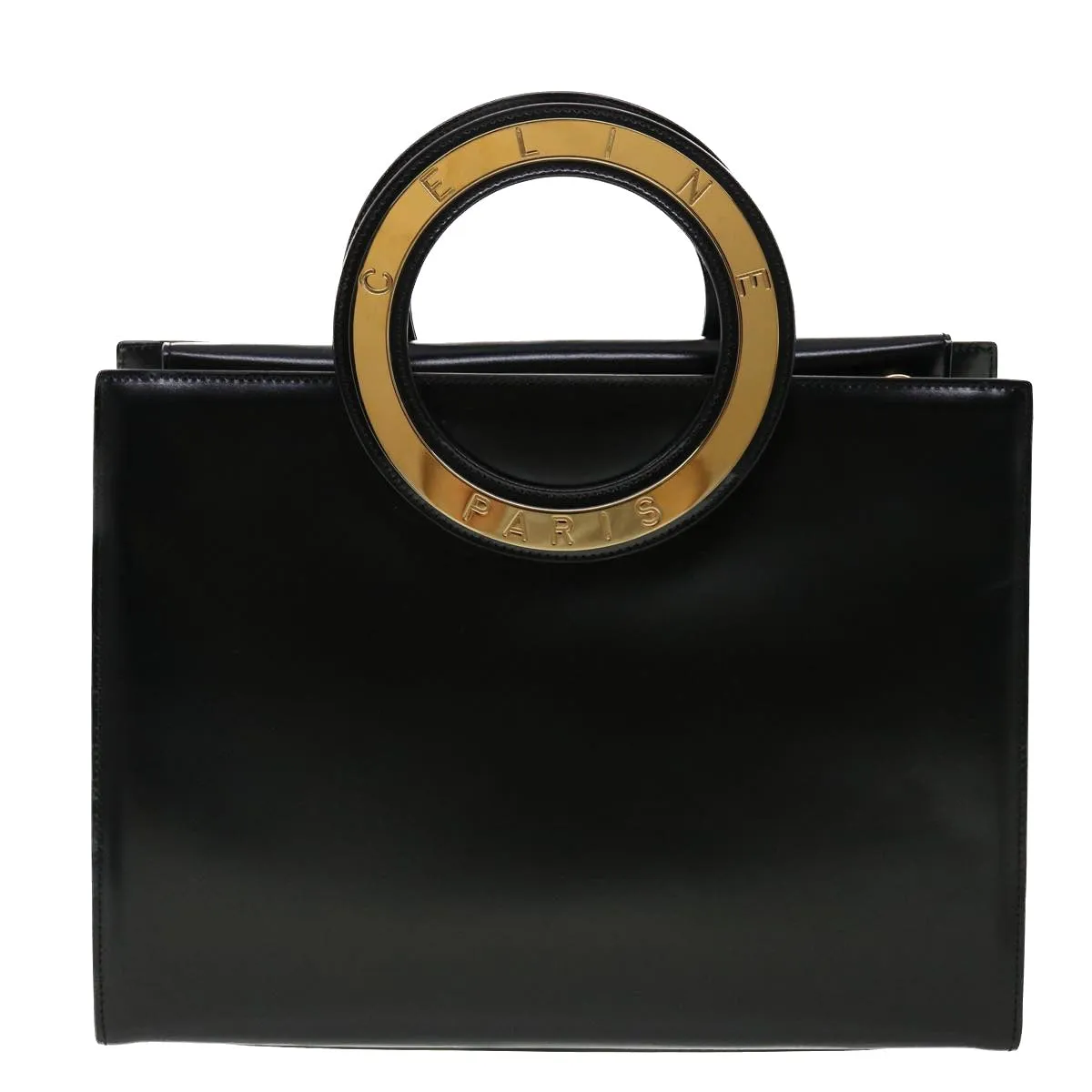CELINE Hand Bag Leather 2way Black Auth 40458A