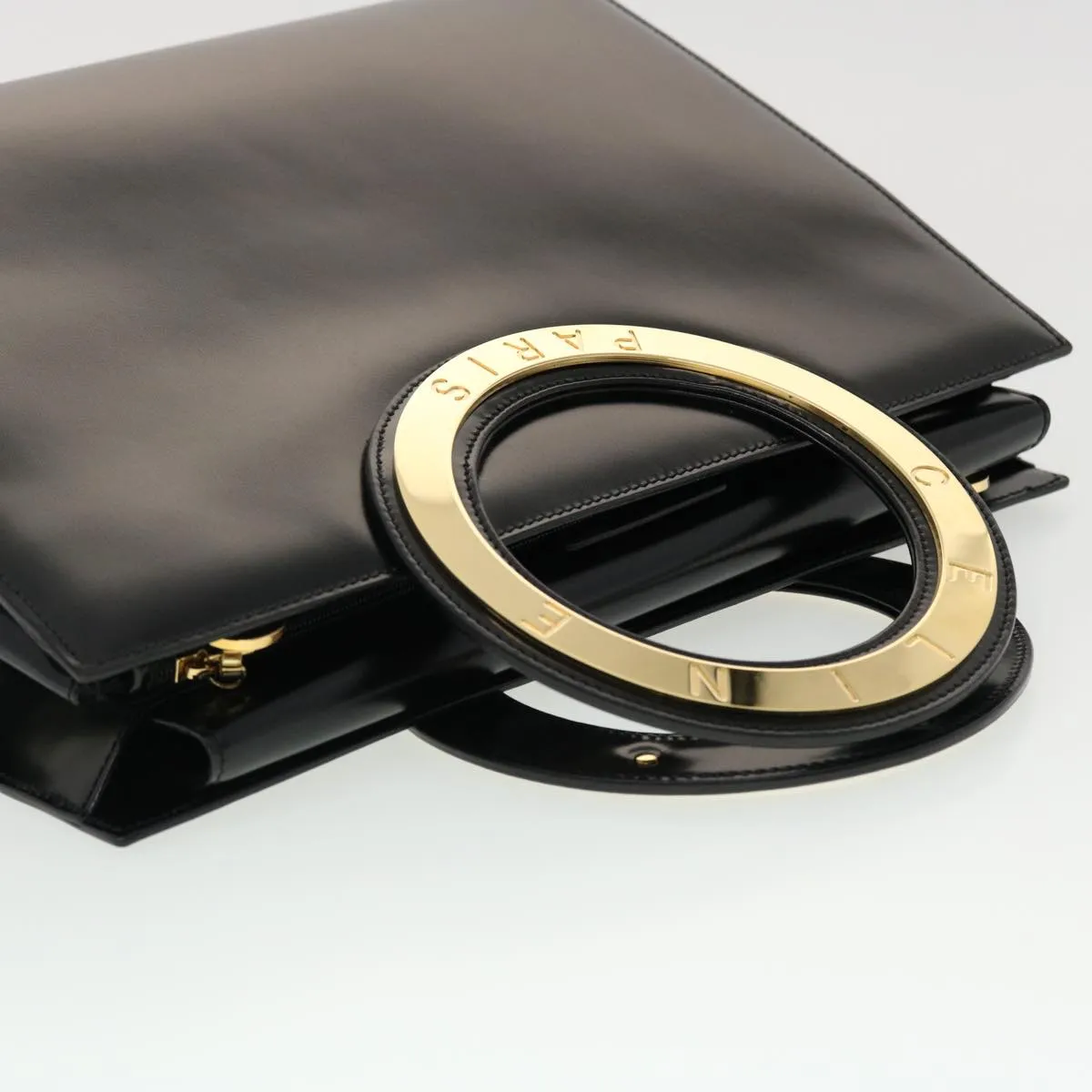 CELINE Hand Bag Leather 2way Black Auth 40458A