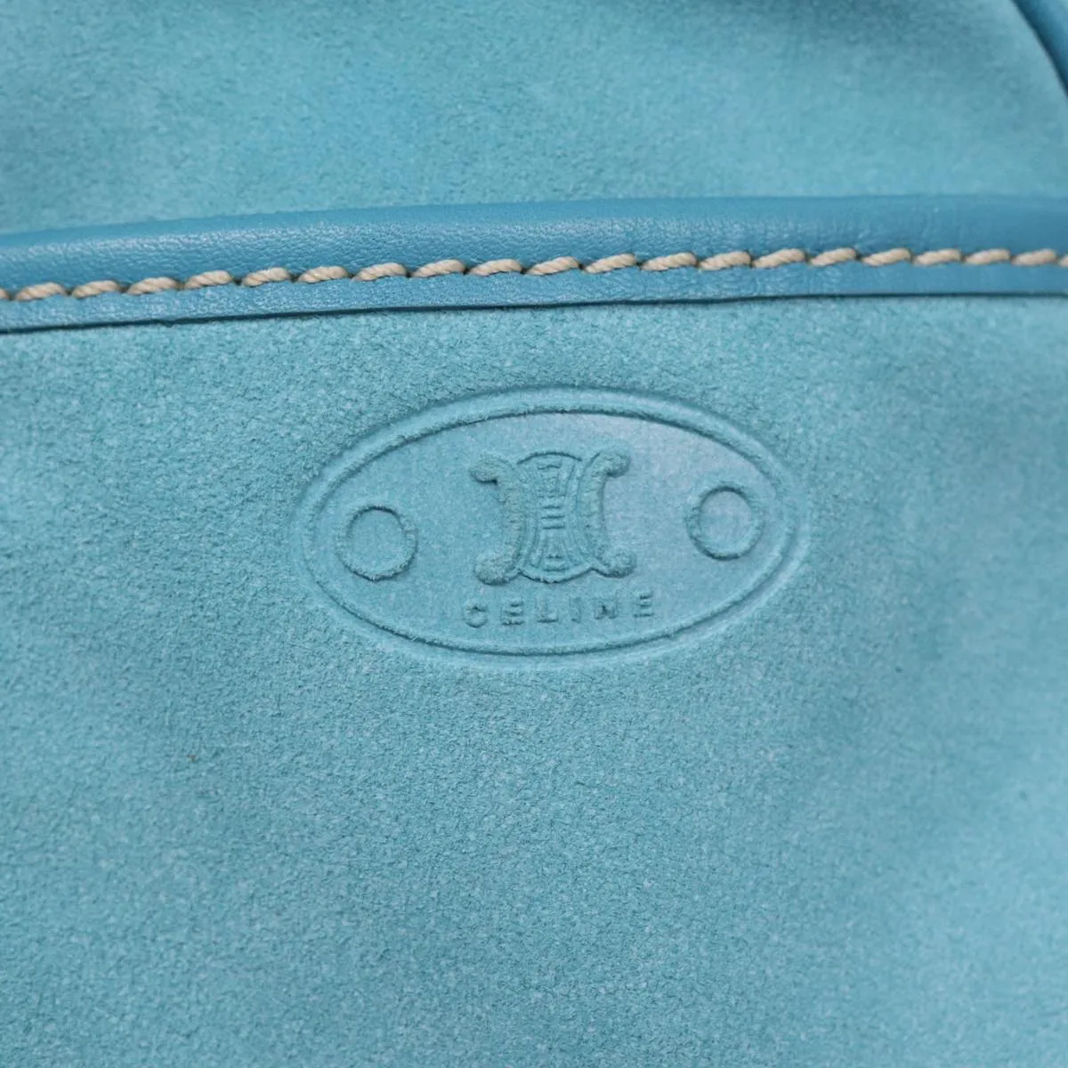 CELINE Hand Bag Suede Blue Auth 84759
