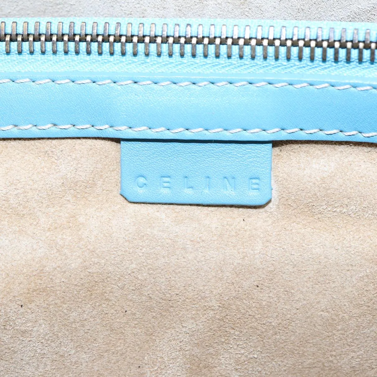 CELINE Hand Bag Suede Blue Auth 84759