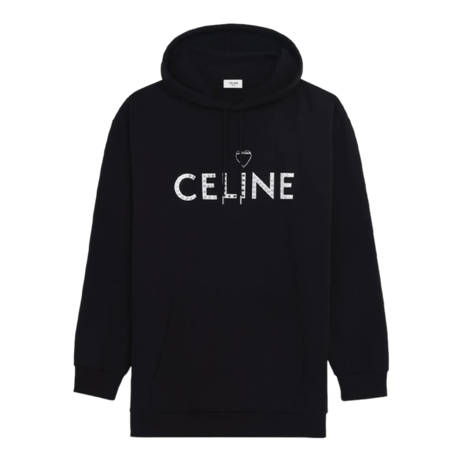Celine Hooded Sweatshirt Cotton Fleece With Artist Print Black