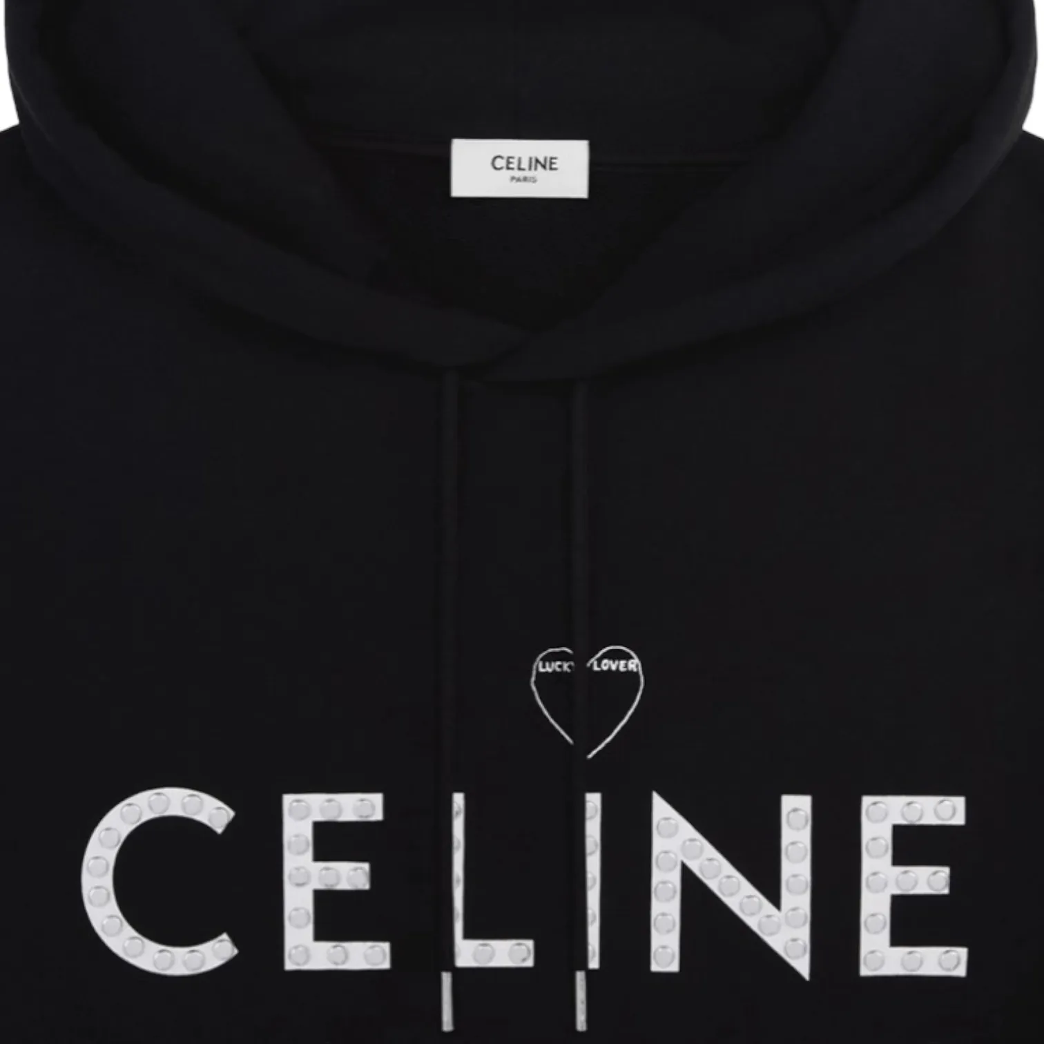 Celine Hooded Sweatshirt Cotton Fleece With Artist Print Black