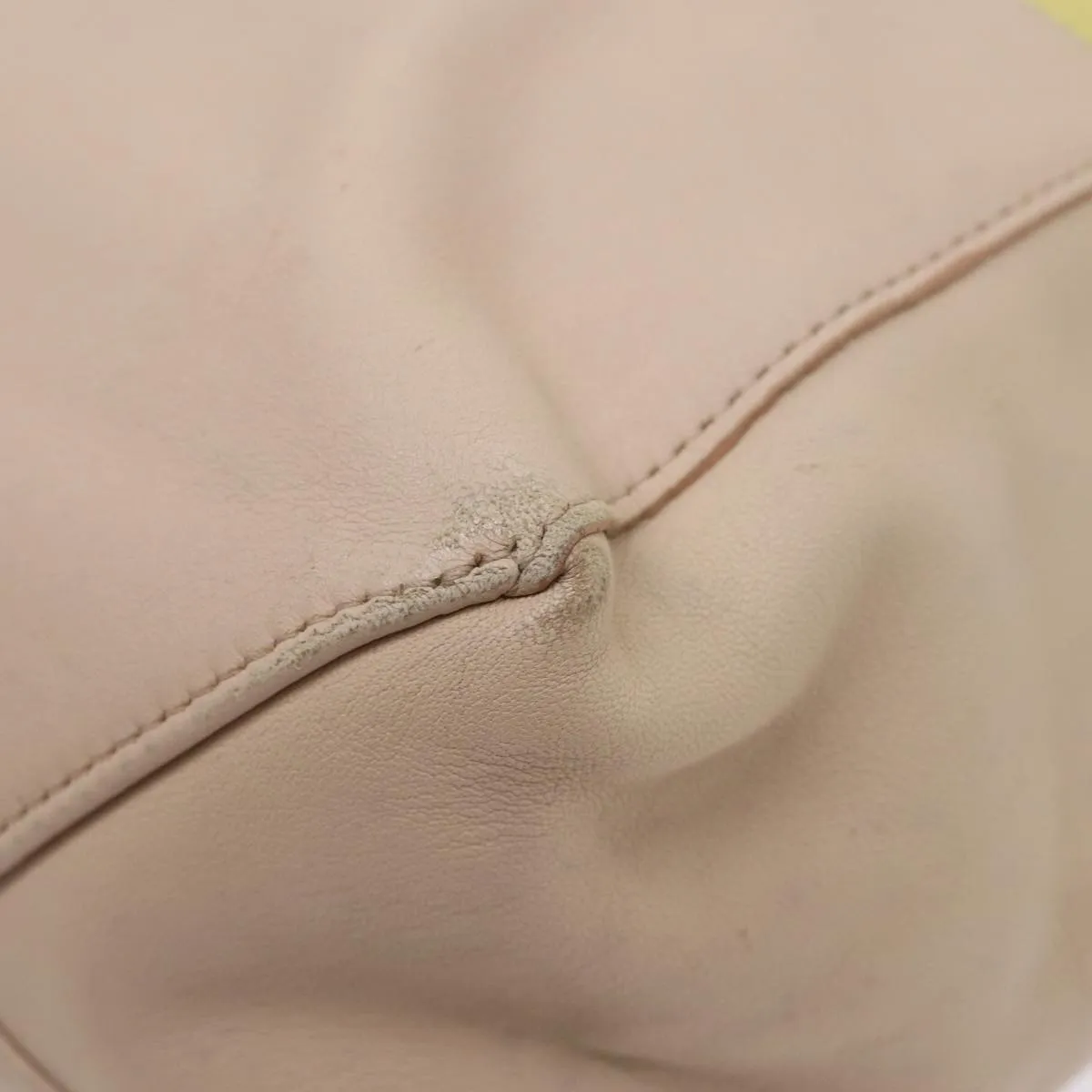 CELINE Horizontalkava Tote Bag Leather Yellow Beige Auth bs17275