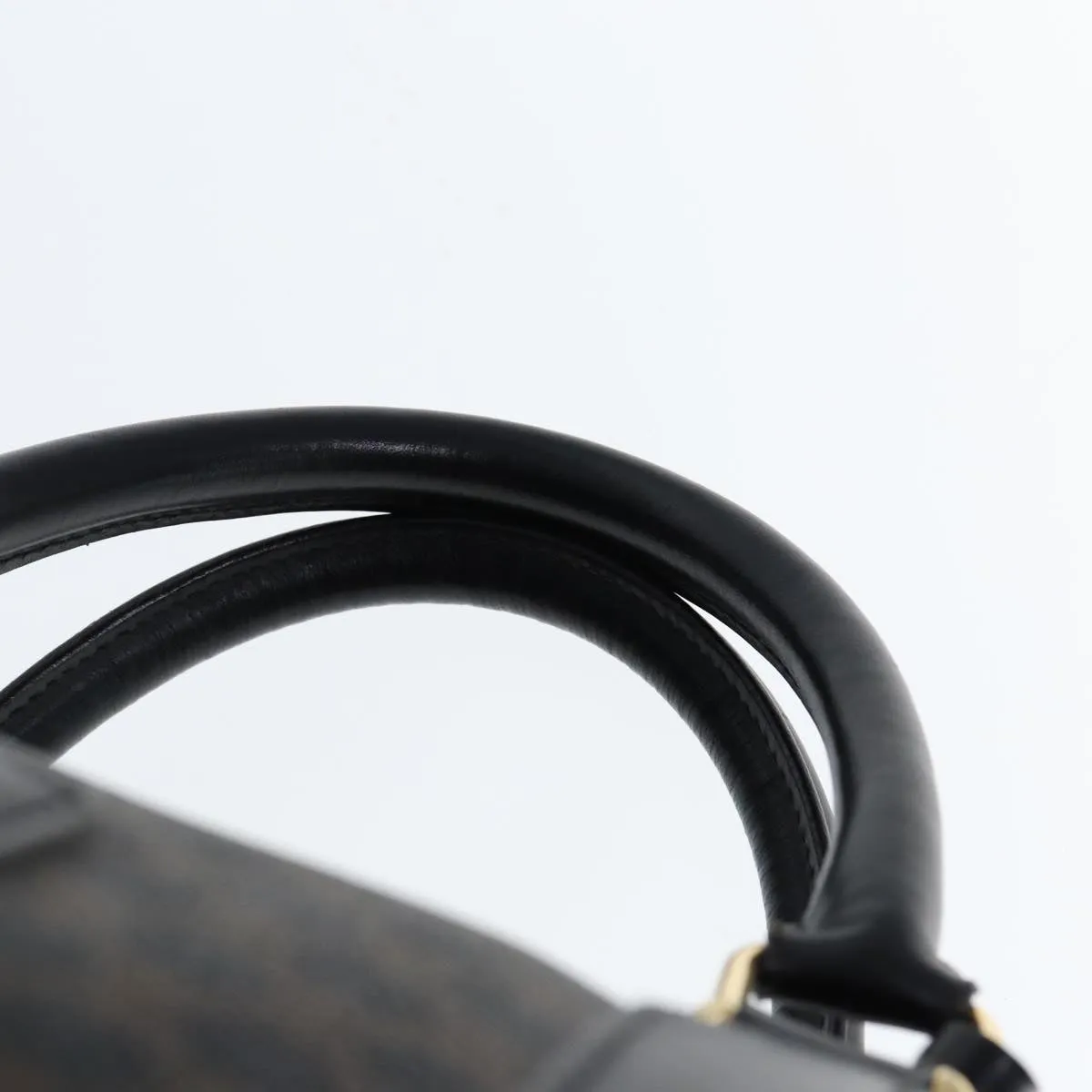 CELINE Macadam Canvas Boston Bag PVC Black Auth 75327