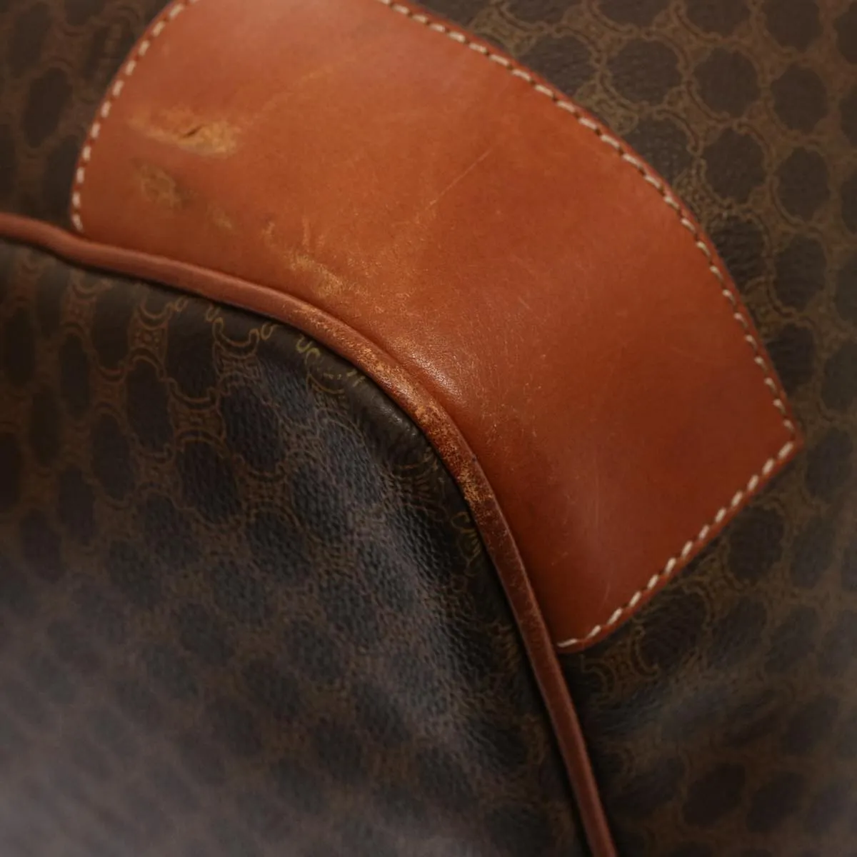 CELINE Macadam Canvas Boston Bag PVC Brown Auth 75629