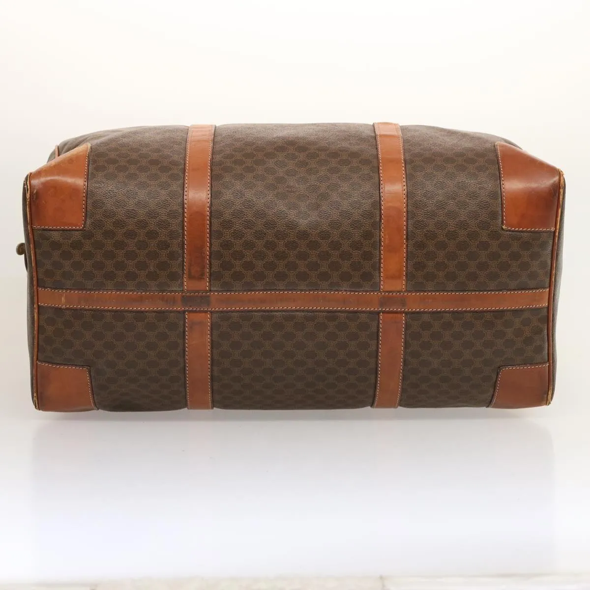 CELINE Macadam Canvas Boston Bag PVC Brown Auth ki4461