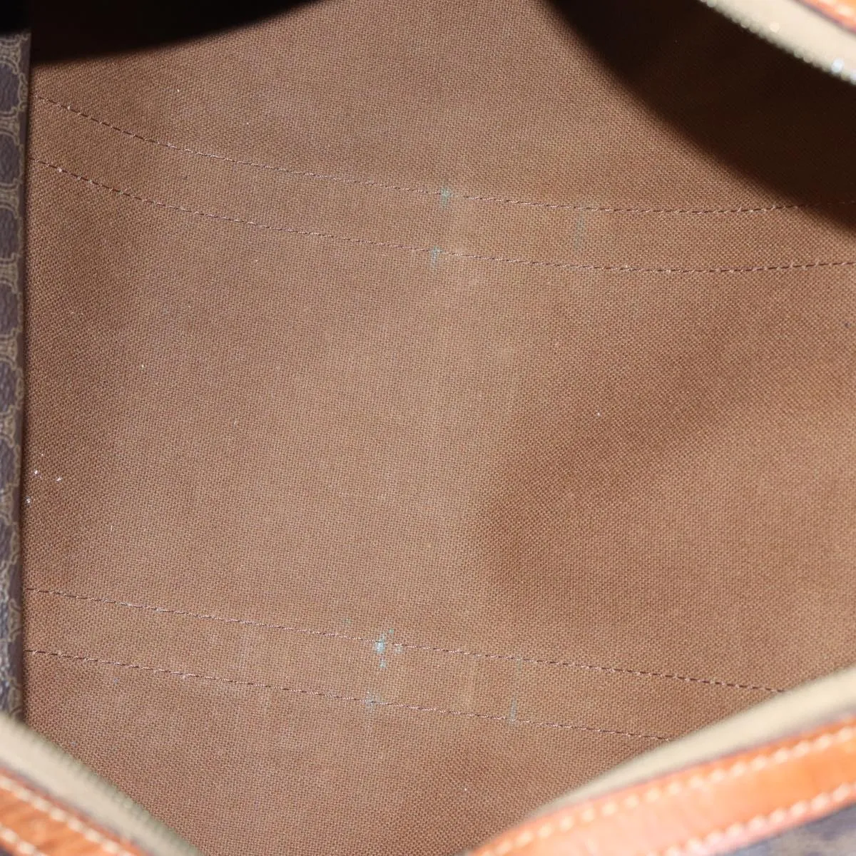 CELINE Macadam Canvas Boston Bag PVC Leather Brown Auth 83945
