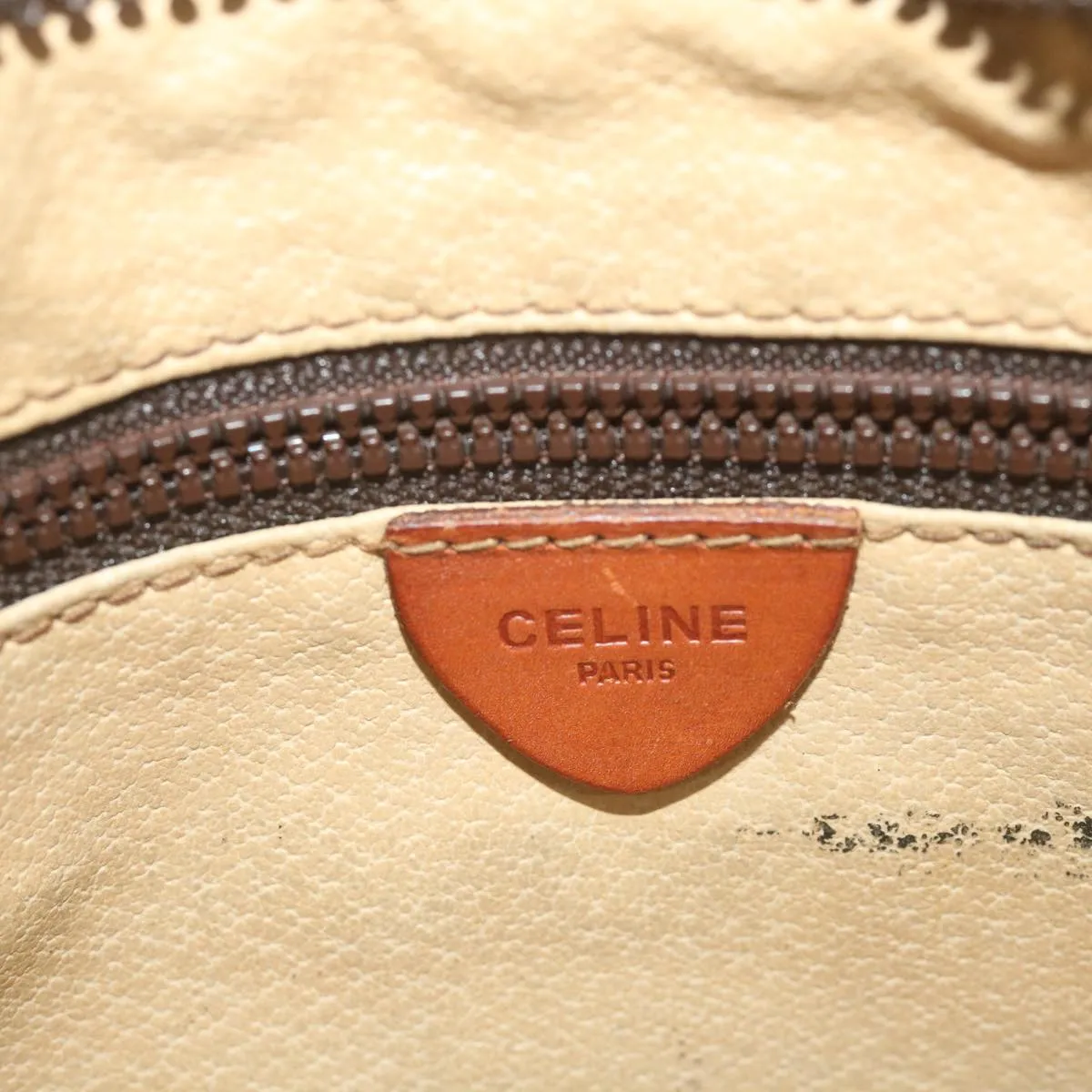 CELINE Macadam Canvas Clutch Bag PVC Leather Brown Auth ti1357