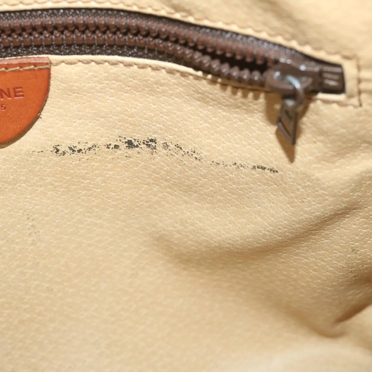 CELINE Macadam Canvas Clutch Bag PVC Leather Brown Auth ti1357