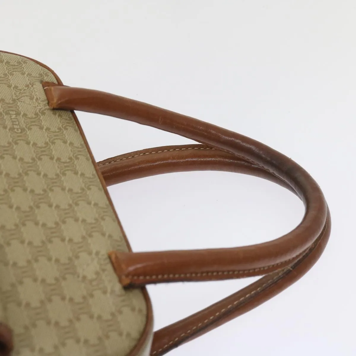 CELINE Macadam Canvas Hand Bag Beige Auth 67396