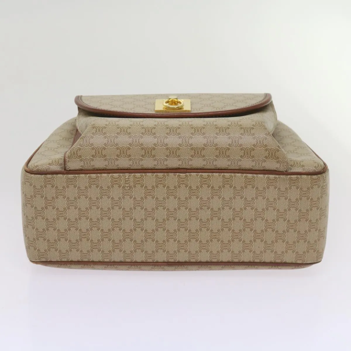 CELINE Macadam Canvas Hand Bag Beige Auth 67396