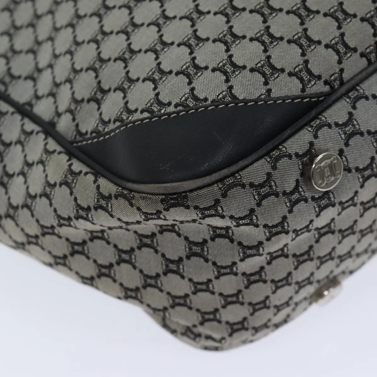 CELINE Macadam Canvas Hand Bag Gray Auth 71545