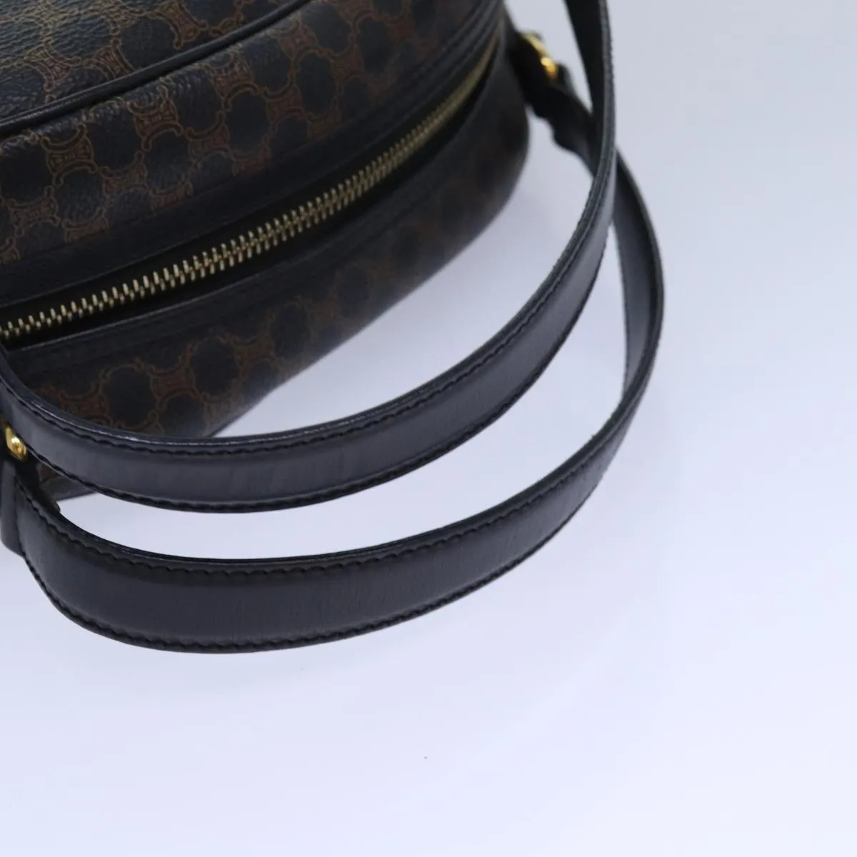 CELINE Macadam Canvas Hand Bag PVC Leather Black Auth yk14246