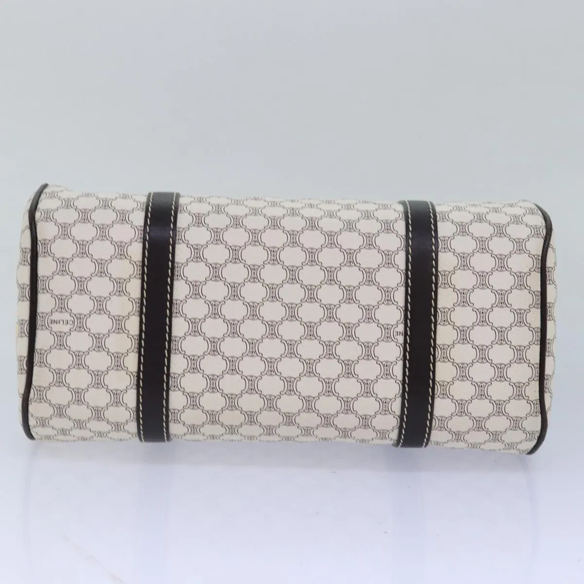 CELINE Macadam Canvas Hand Bag PVC Leather White Auth 80229