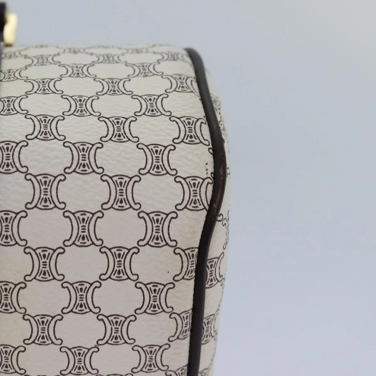CELINE Macadam Canvas Hand Bag PVC Leather White Auth 80229