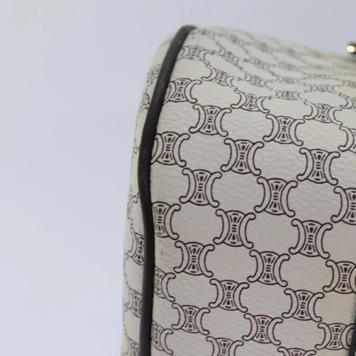 CELINE Macadam Canvas Hand Bag PVC Leather White Auth 80229