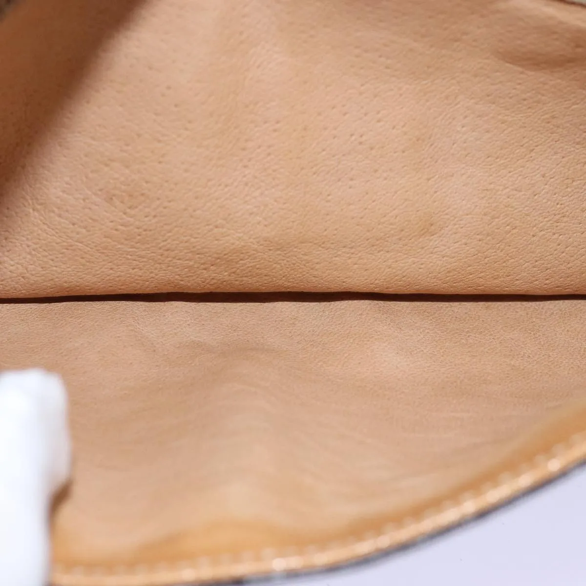 CELINE Macadam Canvas Shoulder Bag Beige Auth bs14235